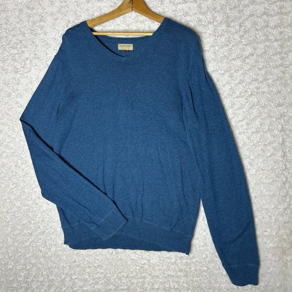 Sonoma Sky Blue V-Neck Sweater Light Weight Size Large
